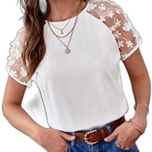 Unity 3D Appliques Detail Sheer Raglan Sleeve Top